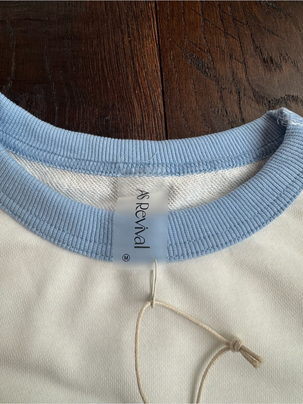 Altar'd State Light Blue and White Gingham Panel Sweatshirt - Picture 4 of 4
